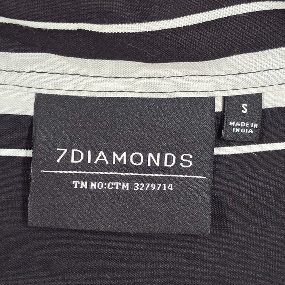 7Diamonds Shirt Men Small Black White‎  All Shook Up Vertical Stripe Rockabilly - Picture 4 of 9